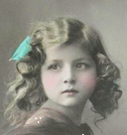 vintage postcard of little girl