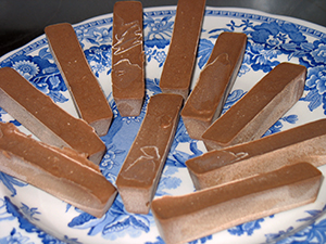 chocolates on a bule willow plate