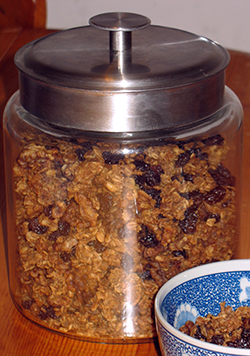 glass cannister of granola