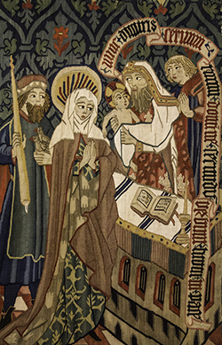 Nunc Dimittis, detail from medieval tapestry in the Burrell Collection in Glasgow