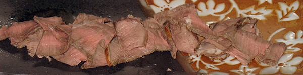 steak on a rectangular dish